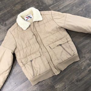 Vintage Chess King‎ Jacket Men NO SIZE TAG (Medium) Sherpa Collar Full Zip